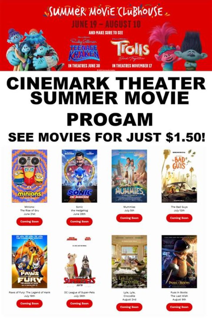 Summer Movie Series Movie at Cinemark - Boynton - $1 | Macaroni KID Boynton Beach