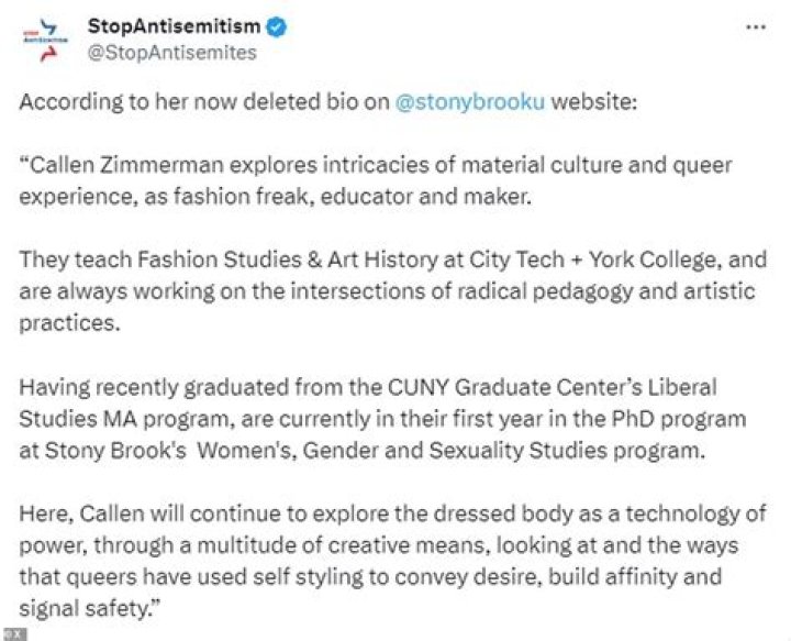Who is Callen Zimmerman? Educator at Stony Brook University’s confronted after removing posters of kidnapped Israeli children held in Gaza