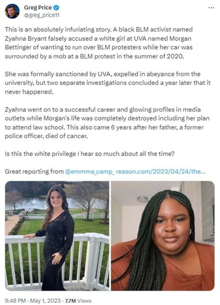 
Who is Morgan Bettinger? White student wrongly expelled with Zyahna Bryant’s accusations 